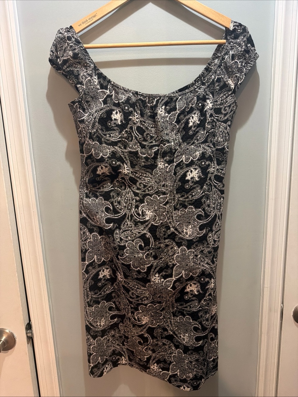 BCBGMaxAzria Black and White Paisley Boho Dress